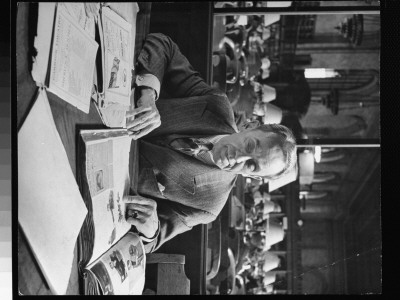 Burns Mantle Doing Research In Theater Section Of The New York Public Library by Alfred Eisenstaedt Pricing Limited Edition Print image