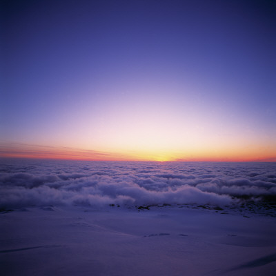 Blue Sky, Yellow And Red Colours Of Sunset Above Clouds by Throstur Thordarson Pricing Limited Edition Print image