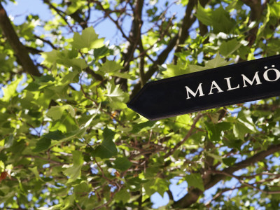 A Sign Giving Direction To Malmo, Sweden by Atli Mar Hafsteinsson Pricing Limited Edition Print image