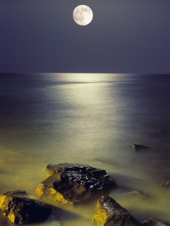 Stones And Sea Under A Full Moon by Frank Chmura Pricing Limited Edition Print image