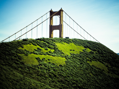 Top Of The Golden Gate Bridge Behind A Hill by Eddy Joaquim Pricing Limited Edition Print image