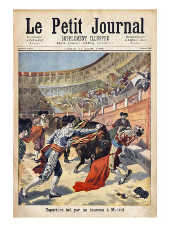 Bull Fight In Madrid, Spain With Fatally Injured Bullfighter Espartero by Gustave Dore Pricing Limited Edition Print image