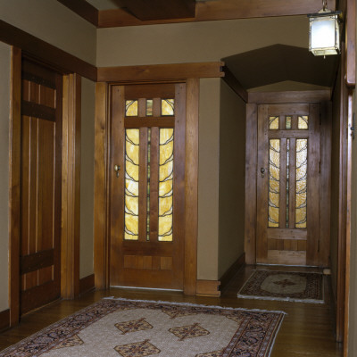 The David B, Gamble House, Pasadena, California, Opalescent-Glass Doors In Upstairs Landing by Mark Fiennes Pricing Limited Edition Print image