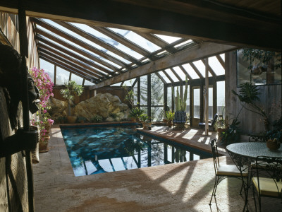 Morley Baer Stone House, Carmel, California, 1965, Redwood Board Addition With Swimming Pool by Alan Weintraub Pricing Limited Edition Print image