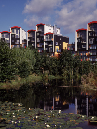 Millennium Village Phase 1A, Greenwich London, View Across Lake, Epr Architects Ltd by Charlotte Wood Pricing Limited Edition Print image