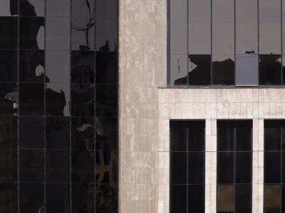 Detail Of Glass And Stone Facade Of Edificio De Usos Multiples - Council Building, Leon, Spain by David Borland Pricing Limited Edition Print image