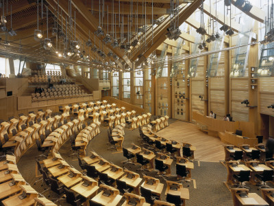 Scottish Parliament, Edinburgh, Scotland, Daylit Debating Chamber by Keith Hunter Pricing Limited Edition Print image