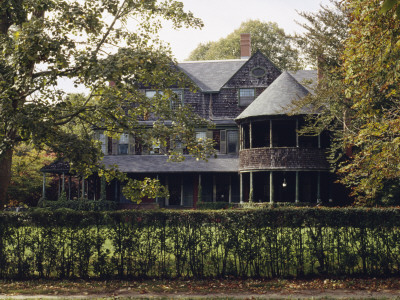 Shingle Style House From Late 19Th C, Large Front Garden, Rhode Island, Usa by Kim Sayer Pricing Limited Edition Print image