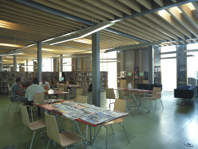 Idea Store, Chrisp Street, Tower Hamlets, London, Reading And Work Area, Architect: Adjaye by Morley Von Sternberg Pricing Limited Edition Print image