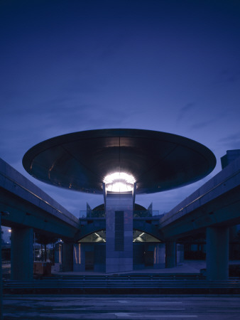 Expo Mrt Station, Singapore, Exterior At Night With Circular Canopy, Architect: Foster And Partners by Richard Bryant Pricing Limited Edition Print image