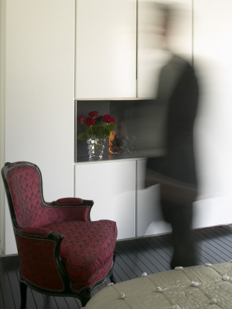 Refurbished House, Camden Town, Master Bedroom With Baccarat Vase, Archit: Munkenbeck And Marshall by Richard Bryant Pricing Limited Edition Print image