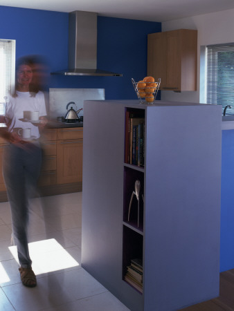 Private House In Cobham - View Into Kitchen With Figure, -, Architect: Chris Rudolf by Richard Bryant Pricing Limited Edition Print image