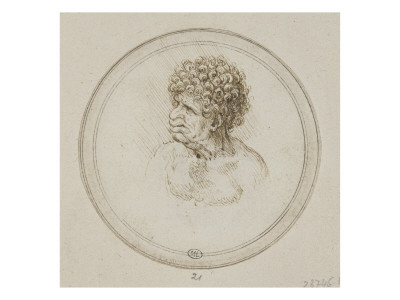 Homme En Buste, La Poitrine Nue, Les Cheveux Frises by Leonard De Vinci Pricing Limited Edition Print image