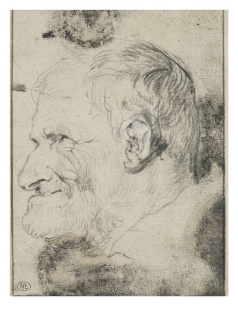 Tête D'homme De Profil, Levant Les Yeux Au Ciel by Léonard De Vinci Pricing Limited Edition Print image