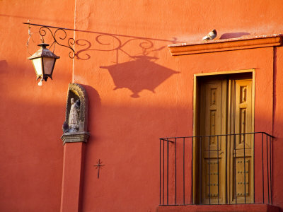 Street Lantern And Shadow, San Miguel De Allende, Guanajuato, Mexico by Julie Eggers Pricing Limited Edition Print image