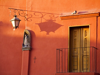 Street Lantern And Shadow, San Miguel De Allende, Guanajuato, Mexico by Julie Eggers Pricing Limited Edition Print image