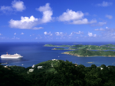 Cruise Ship, St. Thomas, Us Virgin Islands by Michael Defreitas Pricing Limited Edition Print image