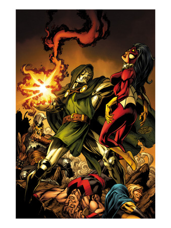 The Mighty Avengers #9 Cover: Dr. Doom And Spider Woman by Mark Bagley Pricing Limited Edition Print image