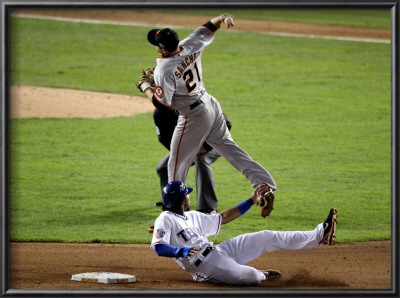 San Francisco Giants V Texas Rangers, Game 3: Elvis Andrus,Freddy Sanchez by Christian Petersen Pricing Limited Edition Print image