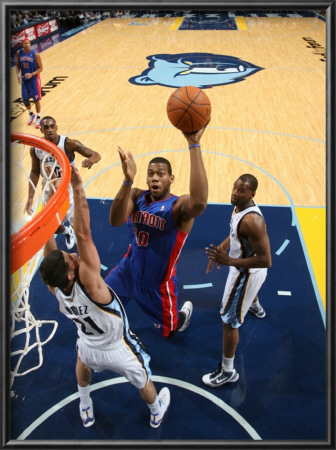 Detroit Pistons V Memphis Grizzlies: Greg Monroe, Greivis Vasquez And Sam Young by Joe Murphy Pricing Limited Edition Print image