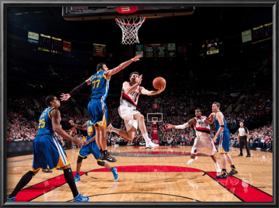 Golden State Warriors V Portland Trail Blazers: Vladimir Radmanovic And Rudy Fernandez by Sam Forencich Pricing Limited Edition Print image