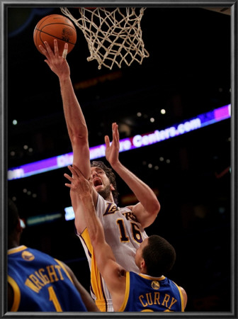 Golden State Warriors V Los Angeles Lakers: Pau Gasol And Stephen Curry by Stephen Dunn Pricing Limited Edition Print image