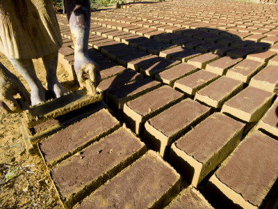 Woman Making Bricks With Mud For Traditional Building Construction, Sambava, North Madagascar by Inaki Relanzon Pricing Limited Edition Print image