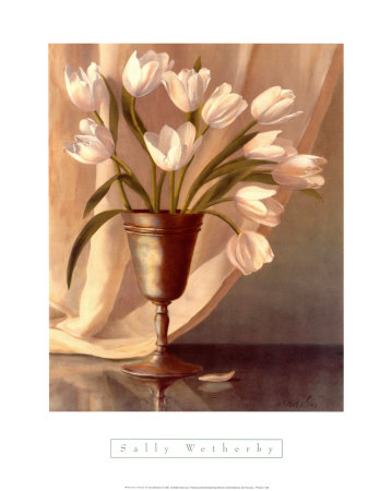 White Tulips In Pewter by Sally Wetherby Pricing Limited Edition Print image