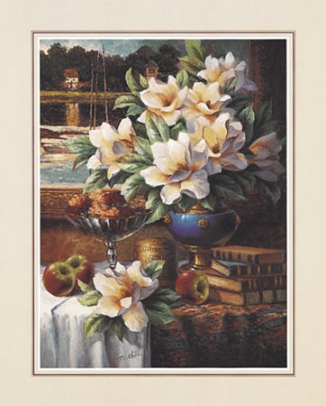 Elegant Table With Magnolias by T. C. Chiu Pricing Limited Edition Print image
