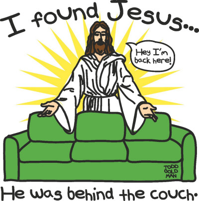 Jesus Behind Couch by Todd Goldman Pricing Limited Edition Print image