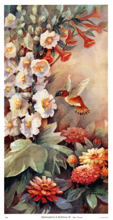 Hummingbirds And Hollyhocks Iii by Rose Cravens Pricing Limited Edition Print image