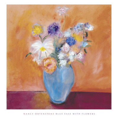 Blue Vase With Flowers by Nancy Ortenstone Pricing Limited Edition Print image