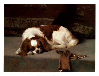 King Charles Spaniel Resting by F. Hall Pricing Limited Edition Print image