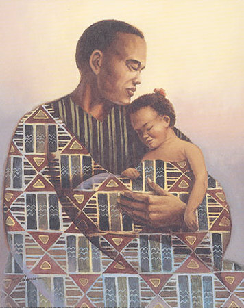 Black Father And Daughter by T. C. Chiu Pricing Limited Edition Print image