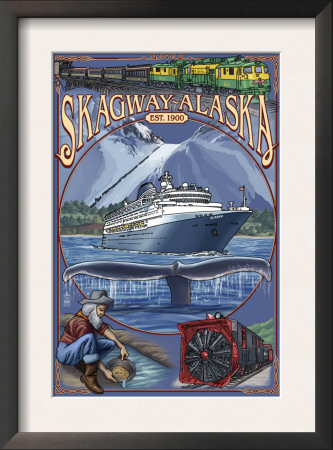 Skagway, Alaska Montage (Ship), C.2009 by Lantern Press Pricing Limited Edition Print image