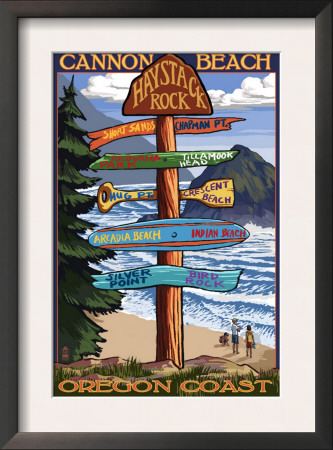 Cannon Beach, Oregon Destinations Sign, C.2009 by Lantern Press Pricing Limited Edition Print image