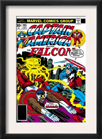 Captain America And The Falcon #205 Cover: Captain America, Falcon And Agron Fighting And Flying by Jack Kirby Pricing Limited Edition Print image