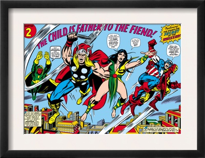 Giant-Size Avengers #1 Group: Thor, Captain America, Iron Man, Vision And Mantis Flying by Rich Buckler Pricing Limited Edition Print image