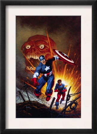 Captain America #8 Cover: Captain America, Bucky And Red Skull Swimming by Joe Jusko Pricing Limited Edition Print image