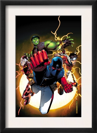 The Young Avengers #1 Cover: Patriot, Hulkling, Wiccan, Iron Lad, Asgardian And Young Avengers by Jim Cheung Pricing Limited Edition Print image