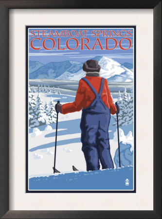 Skier Admiring - Steamboat Springs, Colorado, C.2008 by Lantern Press Pricing Limited Edition Print image