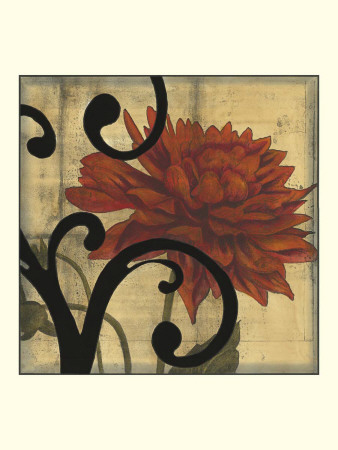 Dahlias & Scrolls Iv by Jennifer Goldberger Pricing Limited Edition Print image