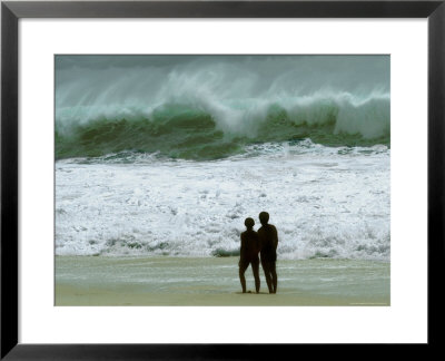 California, Couple Watching High Surf by Pat Canova Pricing Limited Edition Print image
