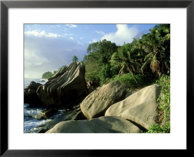 Granite Rocks At The Beach, La Digue, Seychelles by Berndt Fischer Pricing Limited Edition Print image