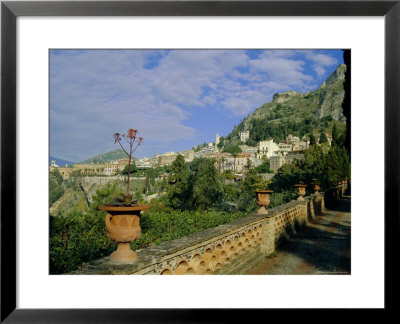 View Over City From The Public Gardens, Taormina, Sicily, Italy, Europe by Sheila Terry Pricing Limited Edition Print image