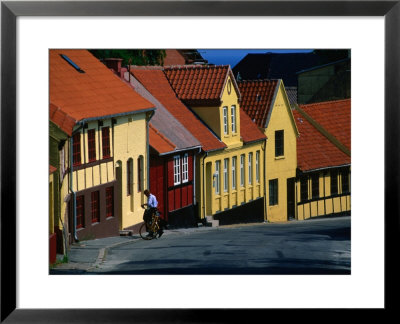Postman Delivering Mail In Allinge, Allinge,Bornholm, Denmark by Anders Blomqvist Pricing Limited Edition Print image