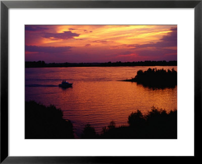 Boat On Mississippi River At Sunset, Memphis, Usa by Richard I'anson Pricing Limited Edition Print image