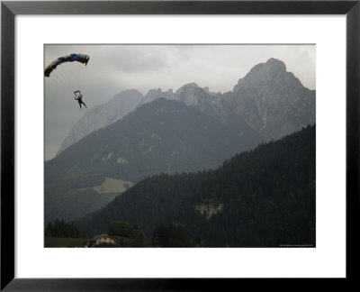 Skydiver At The Coupe D'europe Alpine De Parachutisme Competition, Chateau D'oex, Switzerland by Jodi Cobb Pricing Limited Edition Print image