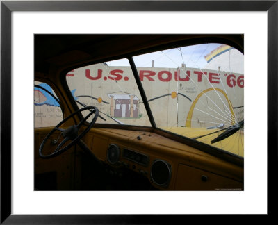 Meteor City's Fence Map Of Old Route 66 Framed By A Truck Windshield by Stephen St. John Pricing Limited Edition Print image