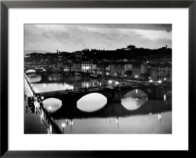 Bridges Across The Arno River At Night by Alfred Eisenstaedt Pricing Limited Edition Print image